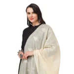 Generic Women's Cotton Embroidered Dupatta (Off-White, Length: 2.25 to 2.50 Mtr) - Image 4