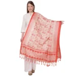 Orange Art Silk Printed Dupatta