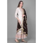 Generic Women's Velvet Gotta Patti Dupatta (Brown, Length: 2.25 to 2.50 Mtr) - Image 2