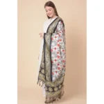 Generic Women's Art Silk Printed Dupatta (Black, Length: 2.25 to 2.50 Mtr) - Image 2