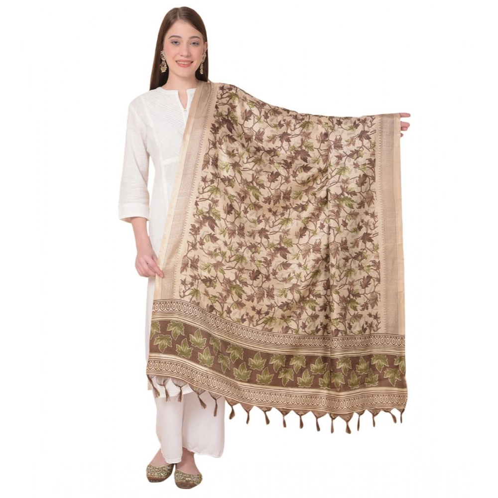 Gold Art Silk Printed Dupatta for Women