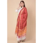 Generic Women's Art Silk Printed Dupatta (Red, Length: 2.25 to 2.50 Mtr) - Image 3