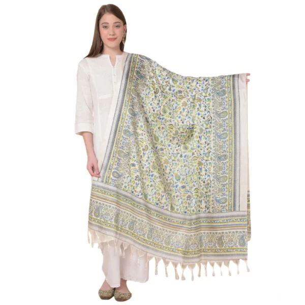 Grey Art Silk Printed Dupatta for Women