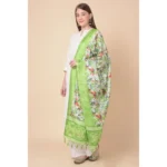 Generic Women's Art Silk Printed Dupatta (Light Green, Length: 2.25 to 2.50 Mtr) - Image 4