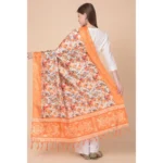 Generic Women's Art Silk Printed Dupatta (Orange, Length: 2.25 to 2.50 Mtr) - Image 5