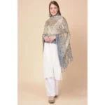 Generic Women's Art Silk Printed Dupatta (Grey, Length: 2.25 to 2.50 Mtr) - Image 2