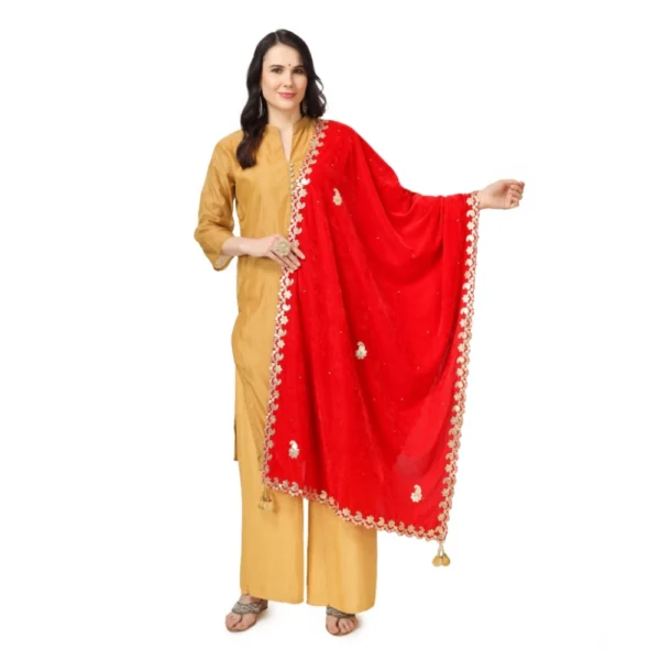 Red Velvet Gotta Patti Dupatta for Women