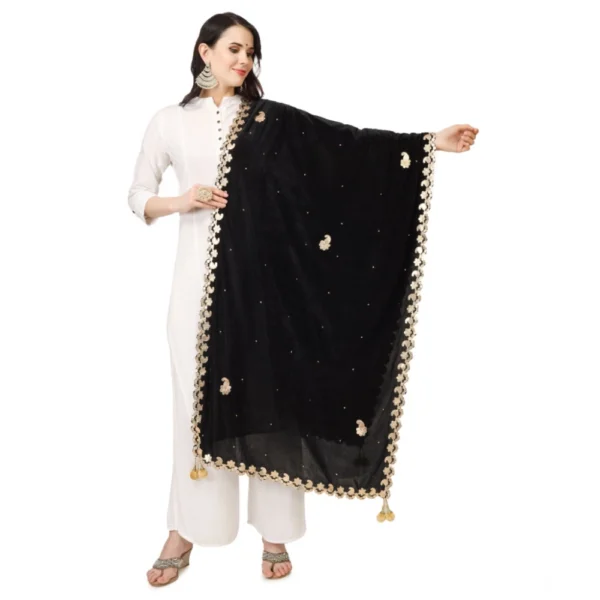 Black Velvet Gotta Patti Dupatta for Women