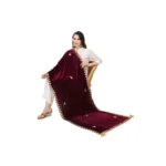 Generic Women's Velvet Gotta Patti Dupatta (Purple, Length: 2.25 to 2.50 Mtr) - Image 2