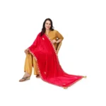 Generic Women's Velvet Gotta Patti Dupatta (Pink, Length: 2.25 to 2.50 Mtr) - Image 2