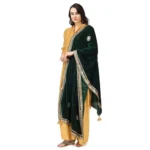 Generic Women's Velvet Gotta Patti Dupatta (Green, Length: 2.25 to 2.50 Mtr) - Image 4