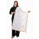 Elegant White Velvet Gota Patti Dupatta