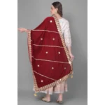 Generic Women's Velvet Gotta Patti Dupatta (Maroon, Length: 2.25 to 2.50 Mtr) - Image 4
