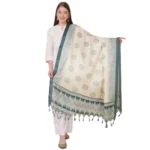 Grey Art Silk Printed Dupatta for Women