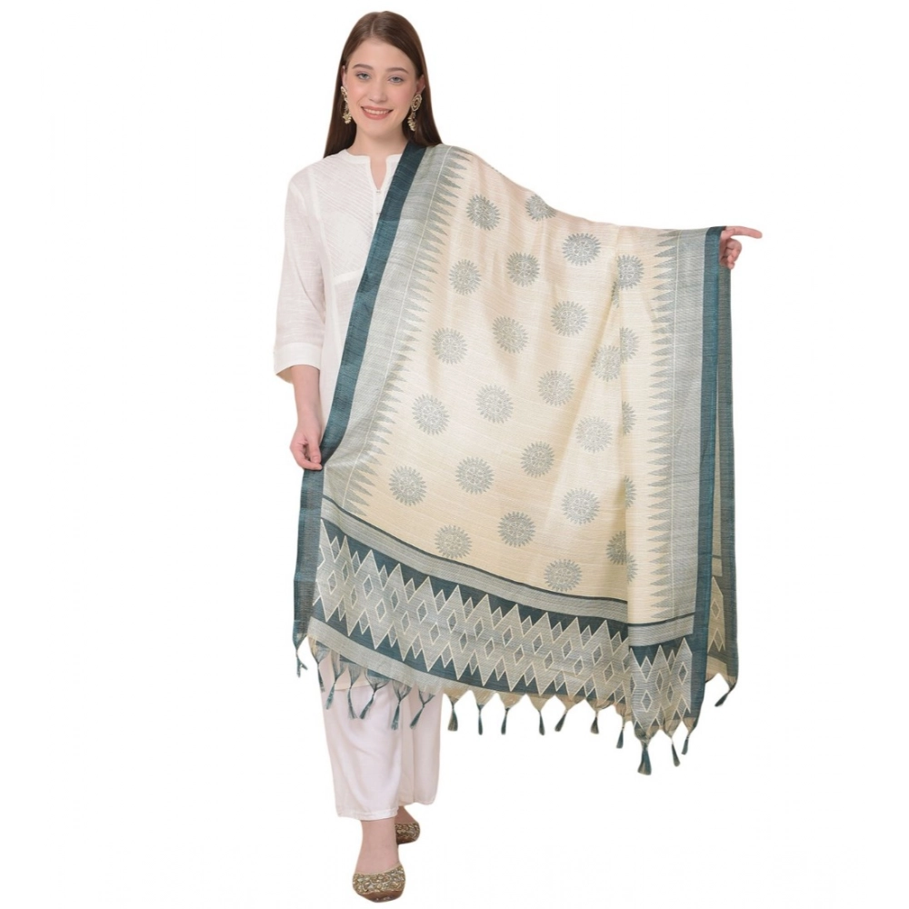 Grey Art Silk Printed Dupatta for Women