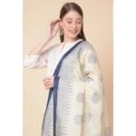 Generic Women's Art Silk Printed Dupatta (Blue, Length: 2.25 to 2.50 Mtr) - Image 3