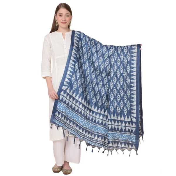 Blue Art Silk Printed Dupatta for Women