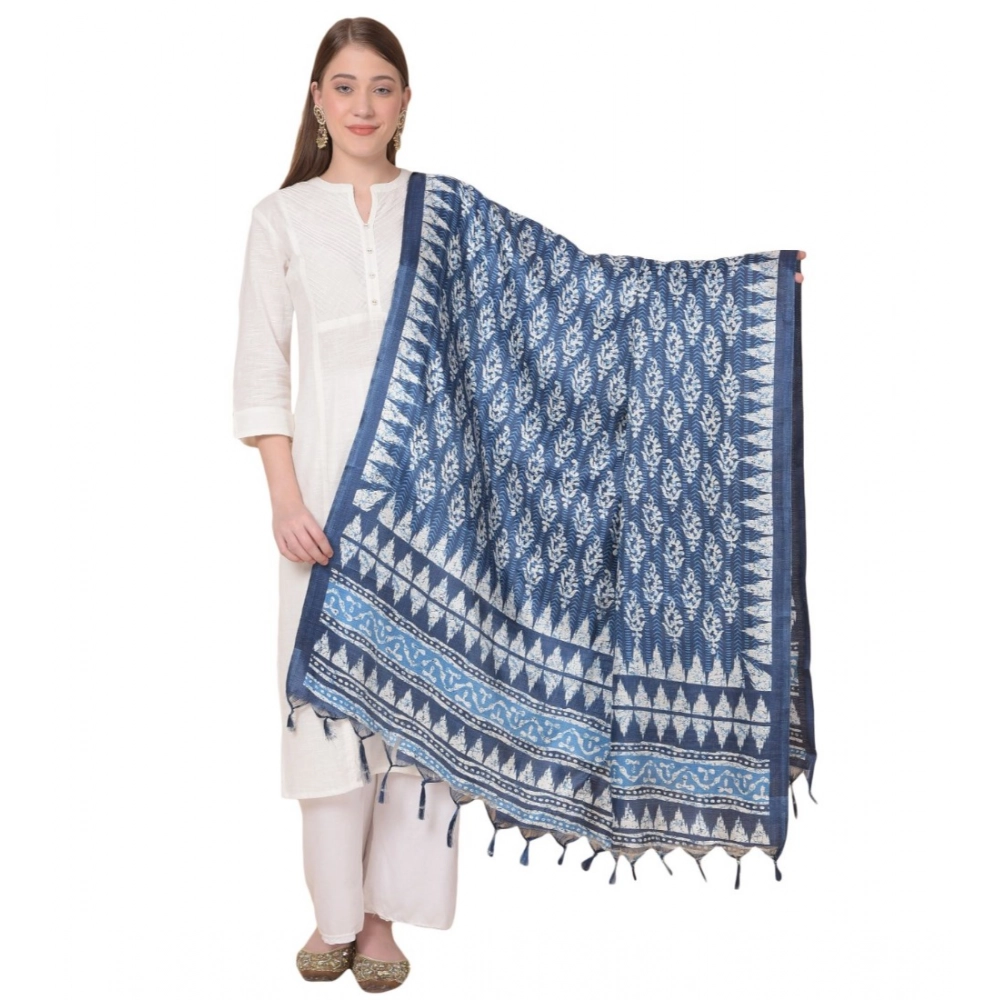 Blue Art Silk Printed Dupatta for Women