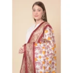 Generic Women's Art Silk Printed Dupatta (Maroon, Length: 2.25 to 2.50 Mtr) - Image 2