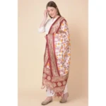 Generic Women's Art Silk Printed Dupatta (Maroon, Length: 2.25 to 2.50 Mtr) - Image 3