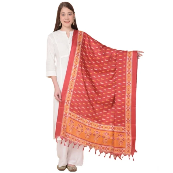 Red Art Silk Printed Dupatta for Women