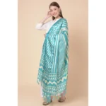 Generic Women's Art Silk Printed Dupatta (Turquoise, Length: 2.25 to 2.50 Mtr) - Image 2