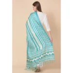 Generic Women's Art Silk Printed Dupatta (Turquoise, Length: 2.25 to 2.50 Mtr) - Image 5