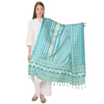 Turquoise Art Silk Printed Dupatta for Women