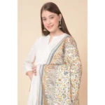 Generic Women's Art Silk Printed Dupatta (White, Length: 2.25 to 2.50 Mtr) - Image 3