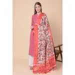 Generic Women's Art Silk Printed Dupatta (Red, Length: 2.25 to 2.50 Mtr) - Image 2