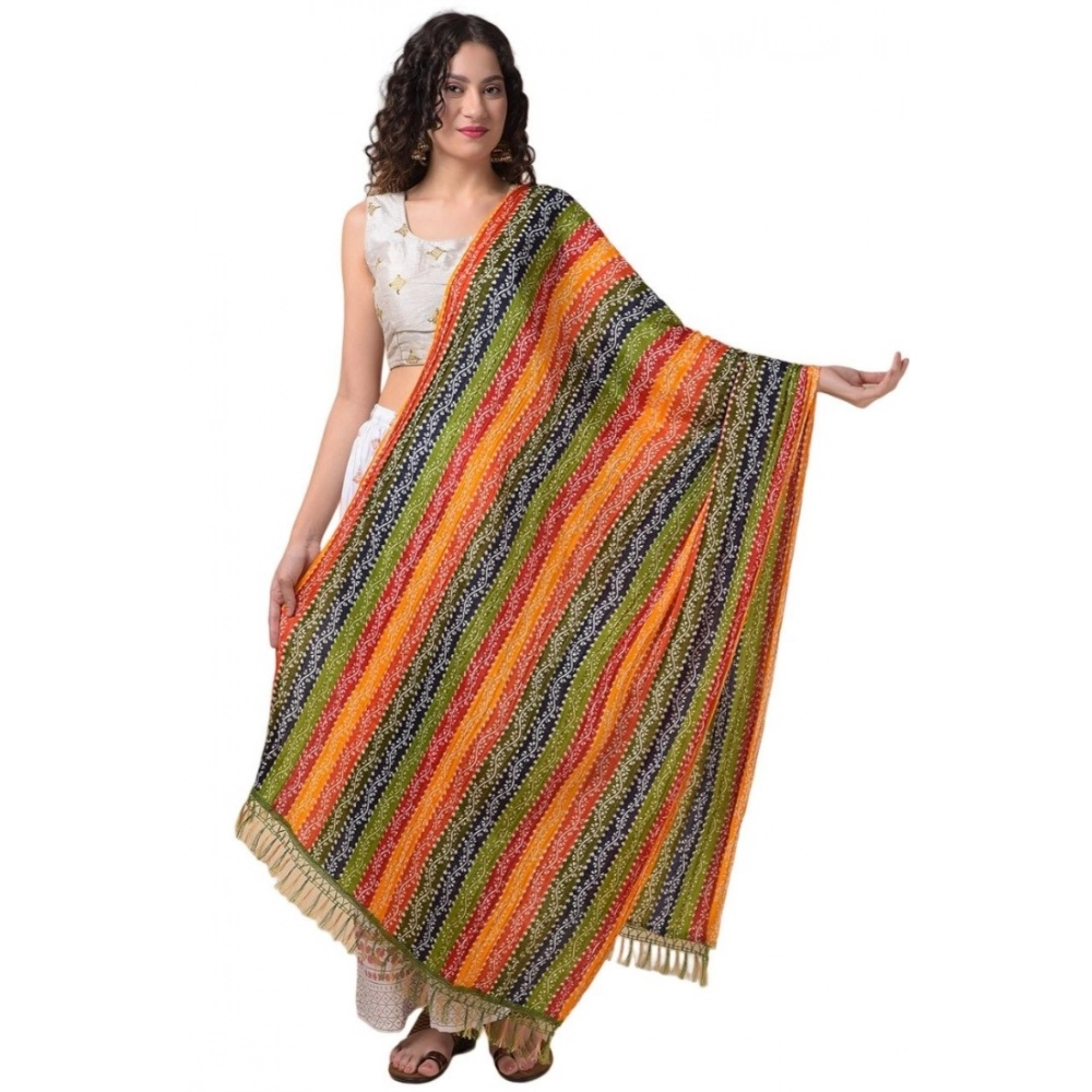 Multicolor Chanderi Printed Dupatta