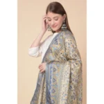 Generic Women's Art Silk Printed Dupatta (Grey, Length: 2.25 to 2.50 Mtr) - Image 3