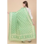 Generic Women's Art Silk Printed Dupatta (Light Green, Length: 2.25 to 2.50 Mtr) - Image 5