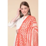 Generic Women's Art Silk Printed Dupatta (Orange, Length: 2.25 to 2.50 Mtr) - Image 2