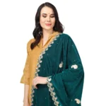 Generic Women's Velvet Gotta Patti Dupatta (Dark Green, Length: 2.25 to 2.50 Mtr) - Image 4