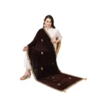 Generic Women's Velvet Gotta Patti Dupatta (Brown, Length: 2.25 to 2.50 Mtr) - Image 2