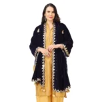 Generic Women's Velvet Gotta Patti Dupatta (Blue, Length: 2.25 to 2.50 Mtr) - Image 3