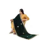 Generic Women's Velvet Gotta Patti Dupatta (Green, Length: 2.25 to 2.50 Mtr) - Image 2