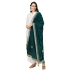 Generic Women's Velvet Gotta Patti Dupatta (Dark Green, Length: 2.25 to 2.50 Mtr) - Image 5
