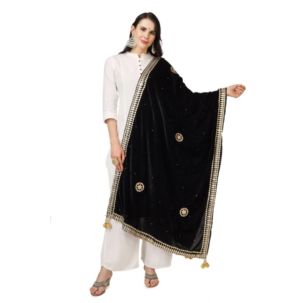 Women's Black Velvet Gotta Patti Dupatta