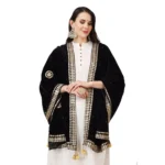 Generic Women's Velvet Gotta Patti Dupatta (Black, Length: 2.25 to 2.50 Mtr) - Image 3