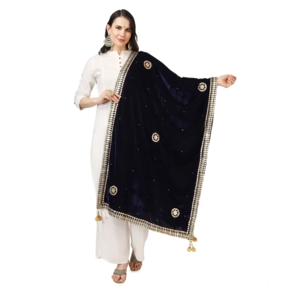 Blue Velvet Gotta Patti Dupatta for Women