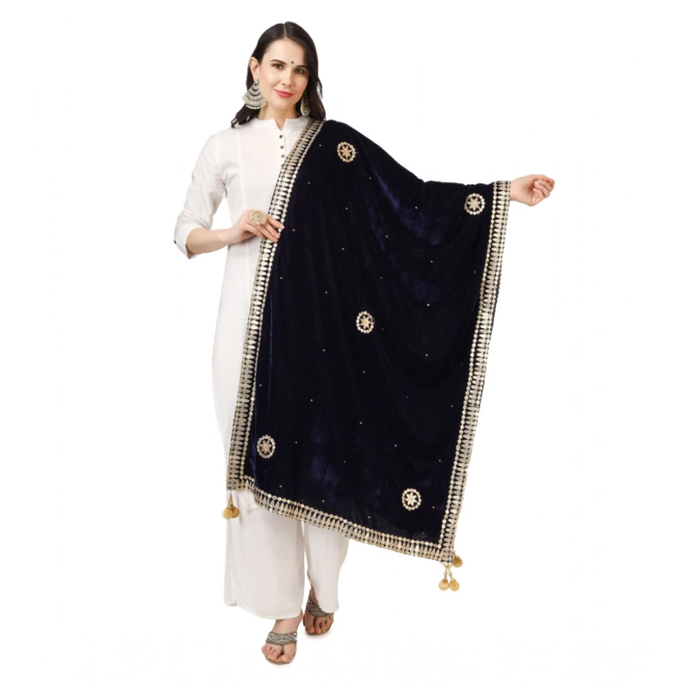 Women's Blue Velvet Gotta Patti Dupatta