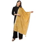 Yellow Velvet Gotta Patti Dupatta for Women