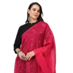 Generic Women's Cotton Embroidered Dupatta (Maroon, Length: 2.25 to 2.50 Mtr) - Image 4