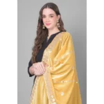 Generic Women's Velvet Gotta Patti Dupatta (Gold, Length: 2.25 to 2.50 Mtr) - Image 3