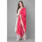 Generic Women's Velvet Gotta Patti Dupatta (Pink, Length: 2.25 to 2.50 Mtr) - Image 3