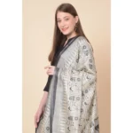 Generic Women's Art Silk Printed Dupatta (Black, Length: 2.25 to 2.50 Mtr) - Image 3