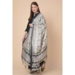 Generic Women's Art Silk Printed Dupatta (Black, Length: 2.25 to 2.50 Mtr) - Image 2