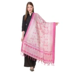 Pink Art Silk Printed Dupatta